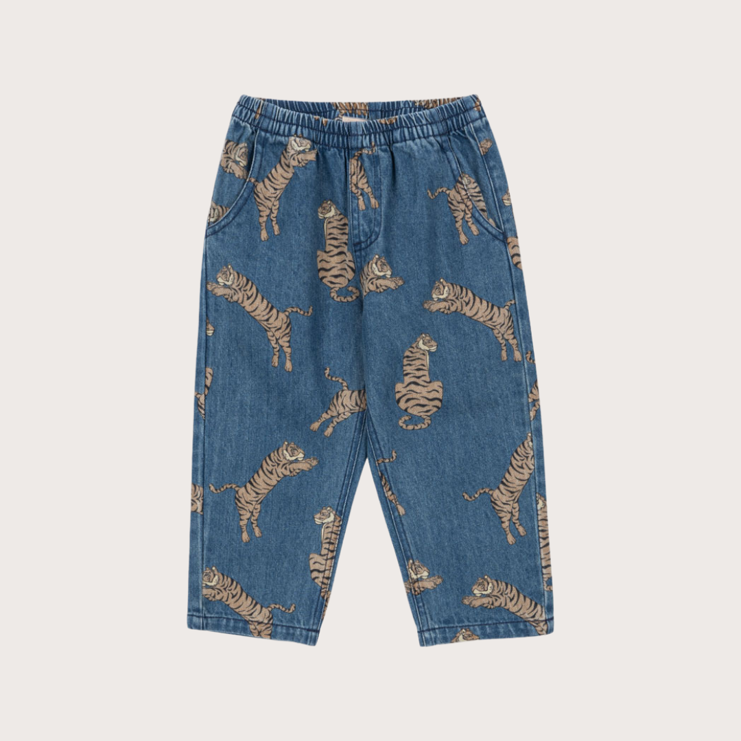 Konges Slojd Denim tiger print graphic trousers