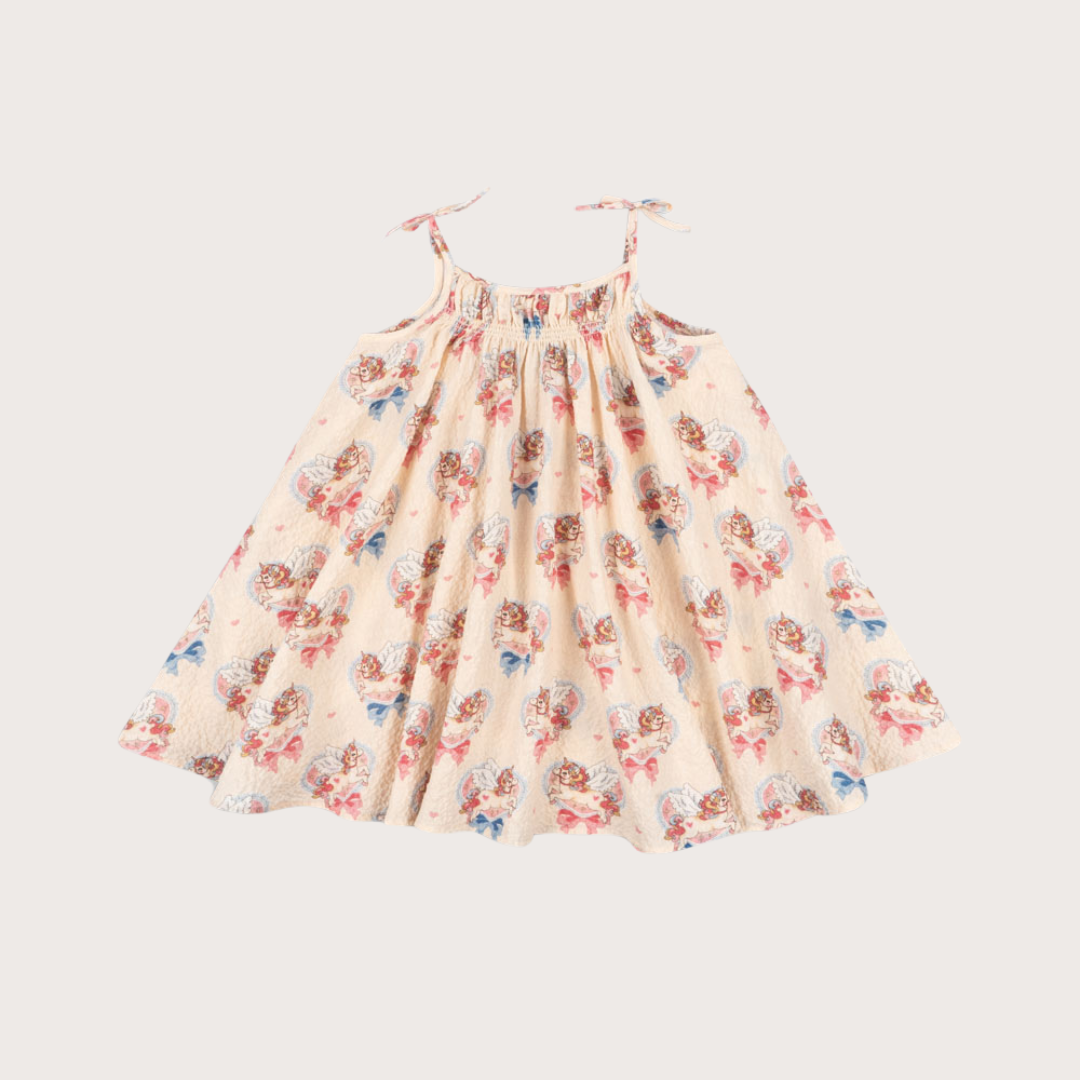 Konges Slojd Pink seersucker strappy printed dress