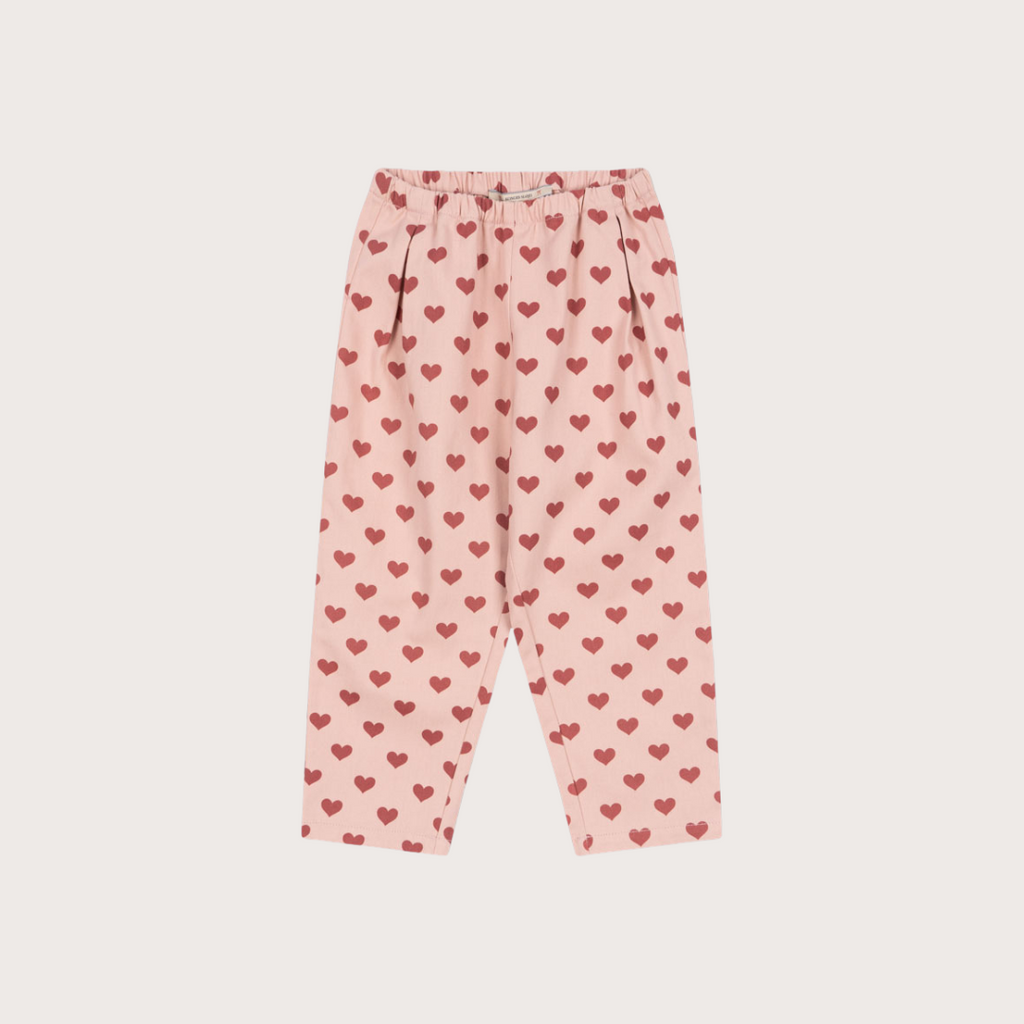 Konges Slojd Pink heart print denim trousers