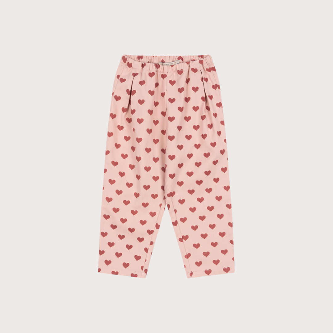Konges Slojd Pink heart print denim trousers