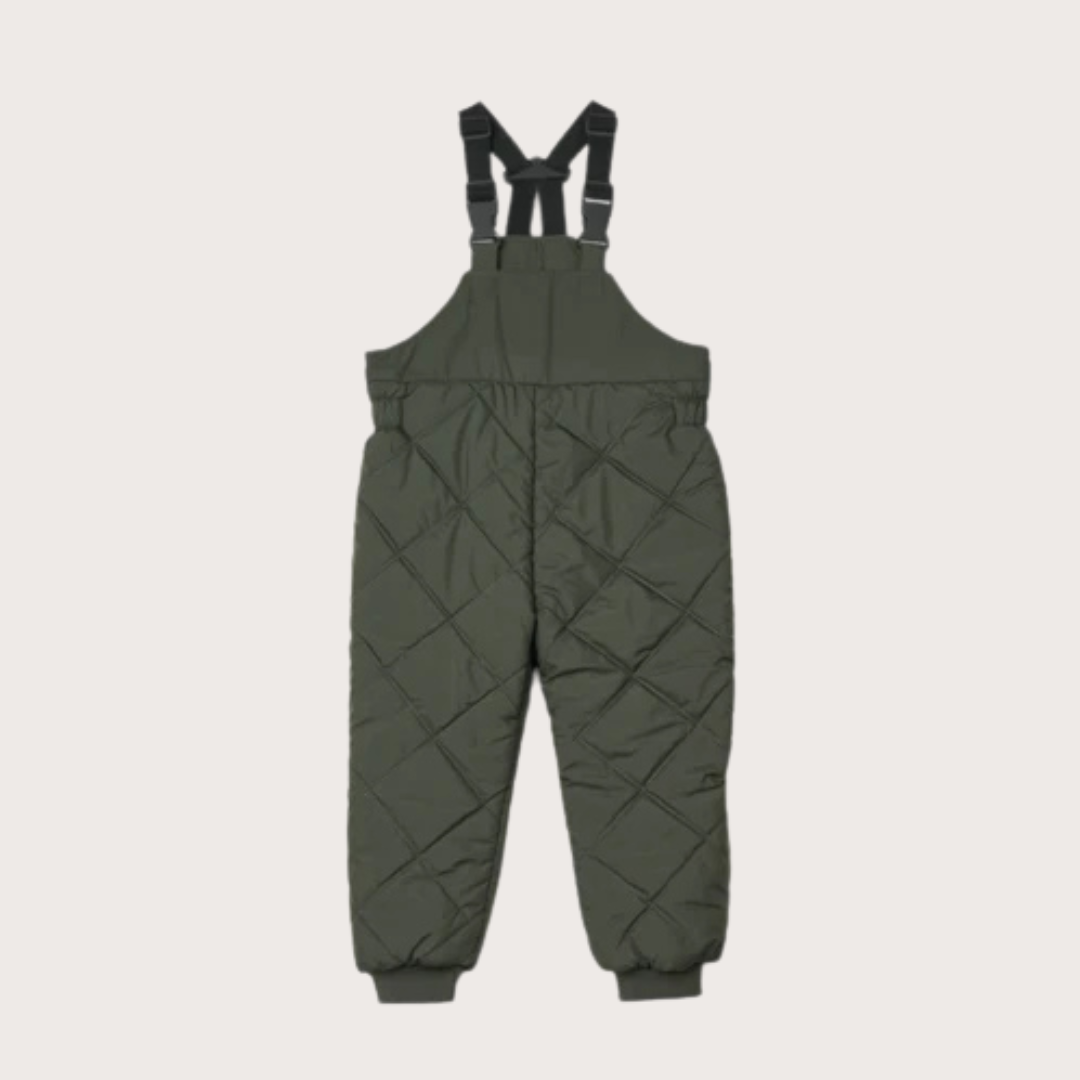 Forest green thermo quilted dungarees