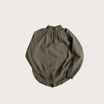 The simple folk Khaki muslin bodysuit