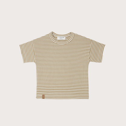 1+ in the family Mustard striped ribbed jersey t shirt