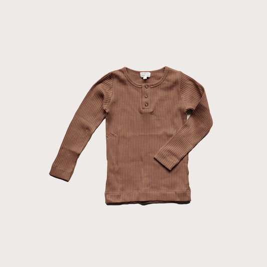 The Simple Folk cinnamon ribbed cotton henley top