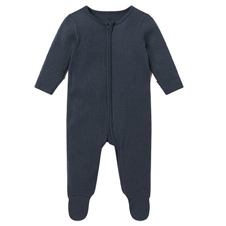 MORI Navy Ribbed Zip-Up Sleepsuit