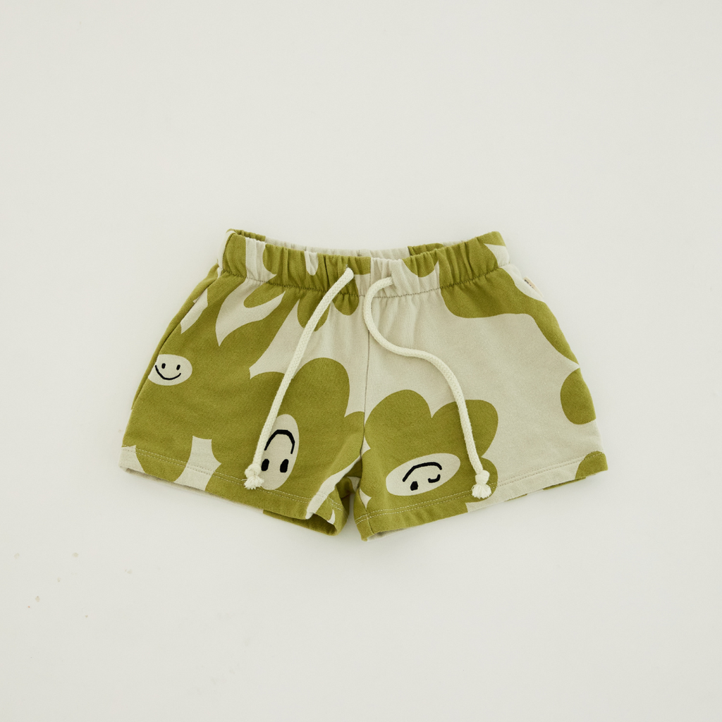 Claude & Co Green smiley splodge sweat shorts