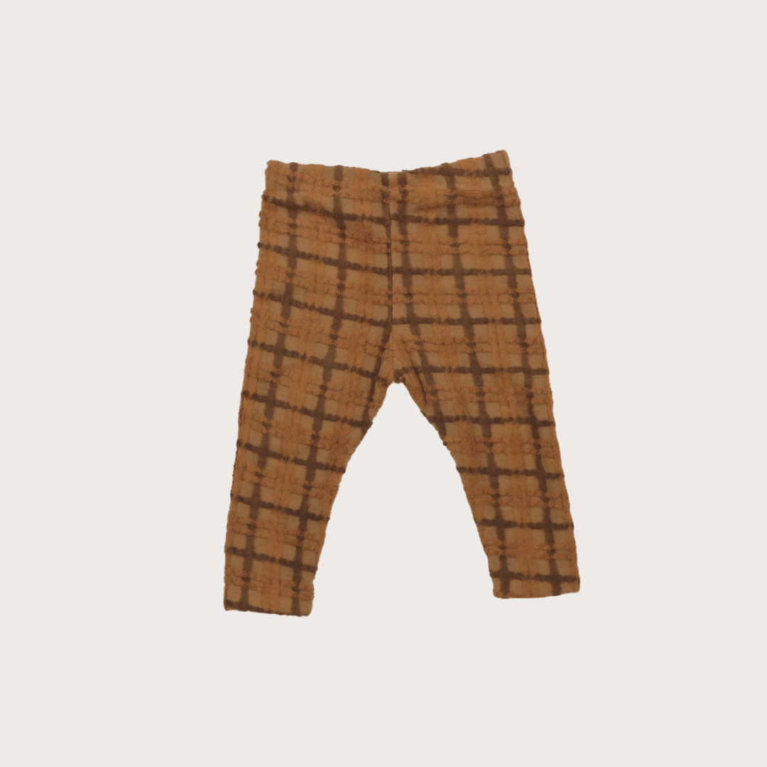 Brown check fluffy leggings