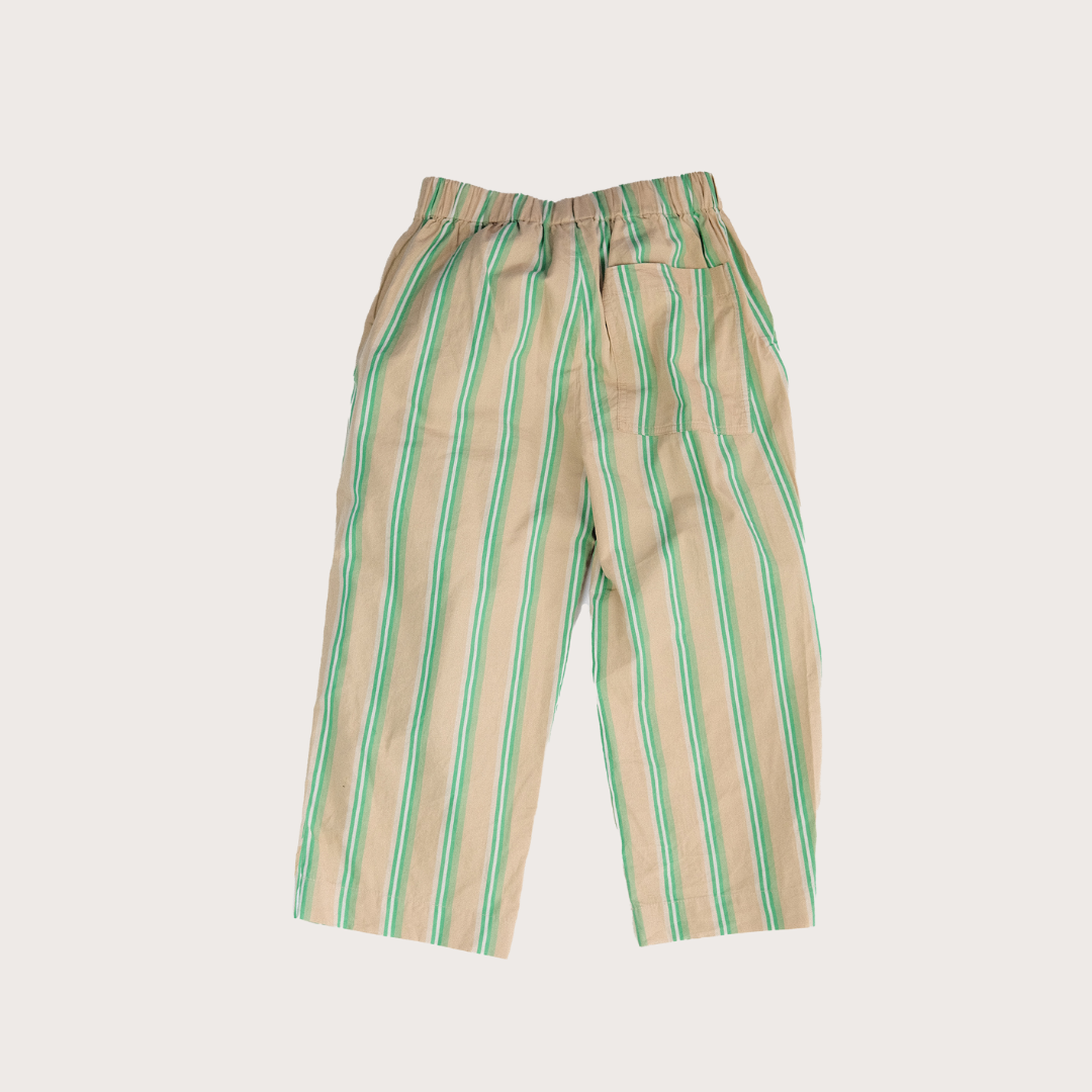 Studio Koter Ever lightweight cotton green stripe trousers