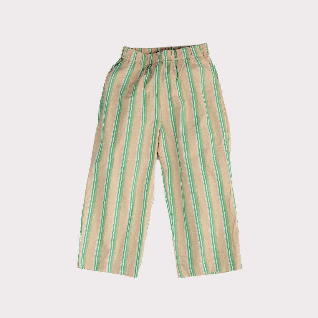Studio Koter Ever lightweight cotton green stripe trousers