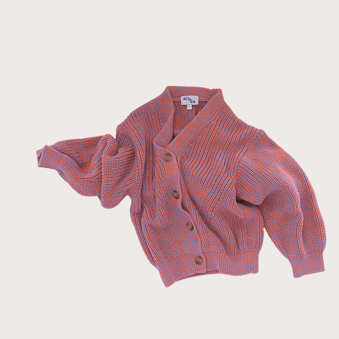 Blue and orange knit cardigan