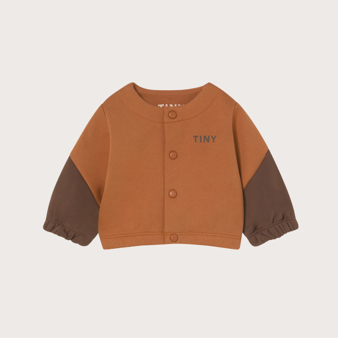 Tiny Cottons Brown contrast sleeve jacket 12M