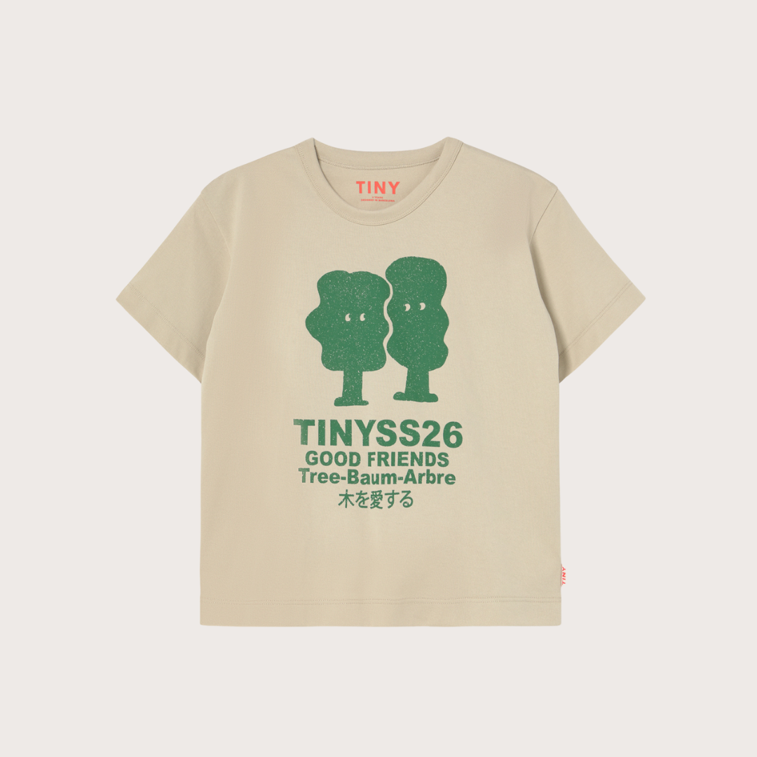 Tiny Cottons Beige tree graphic t-shirt