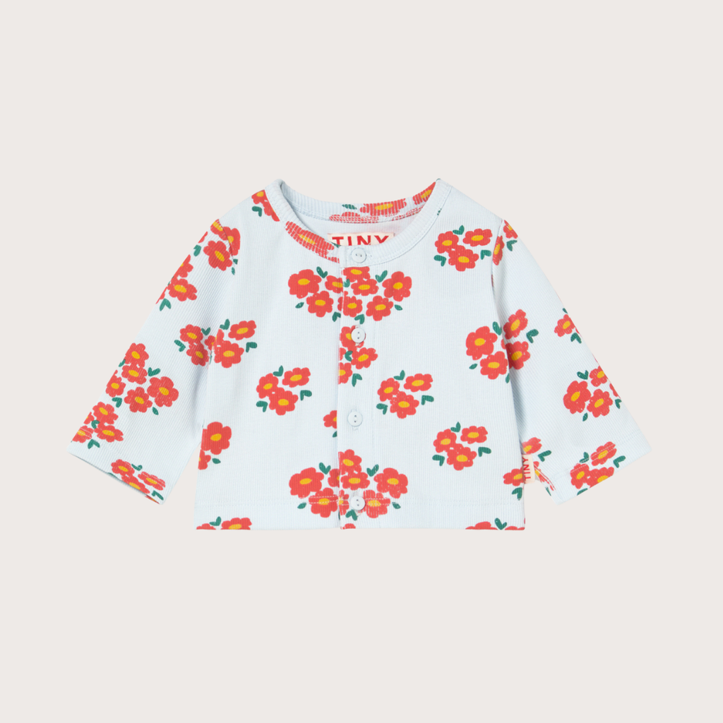 Tiny Cottons White blossoms rib baby jacket