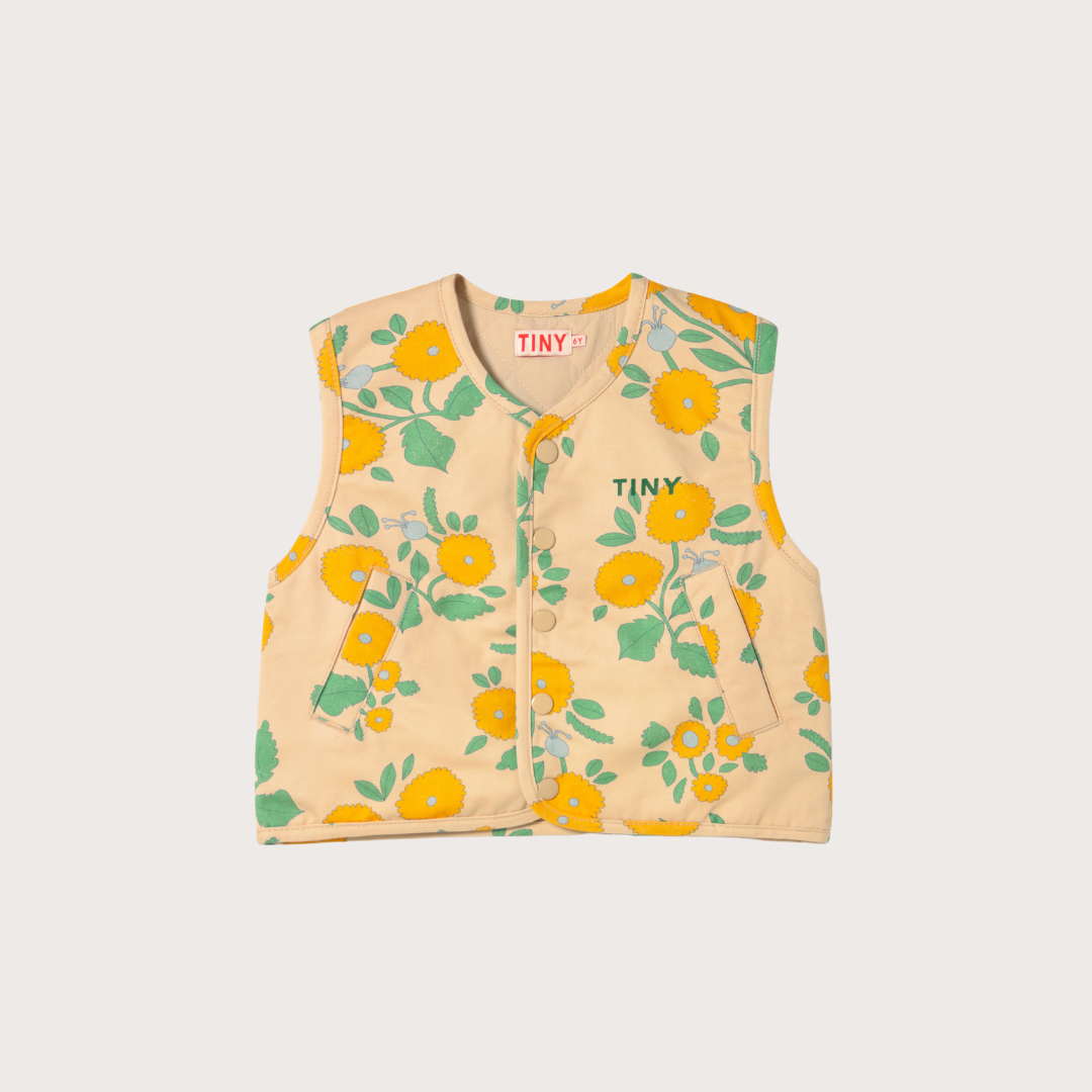 Tiny Cottons Yellow padded flowers vest