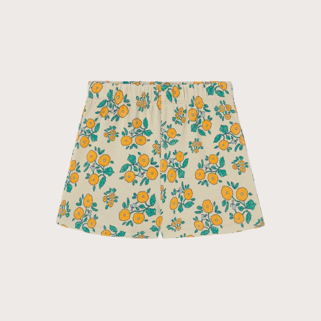 Tiny Cottons Dark vanilla flowers ribbed shorts