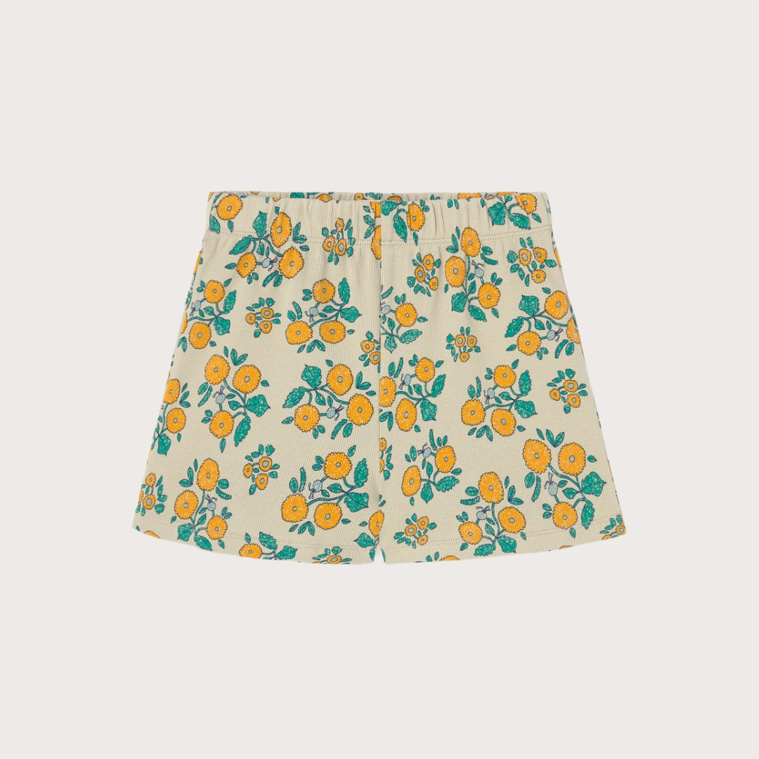 Tiny Cottons Dark vanilla flowers ribbed shorts