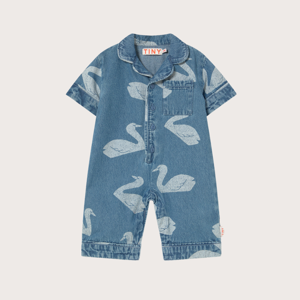 Tiny Cottons Denim big swan overalls