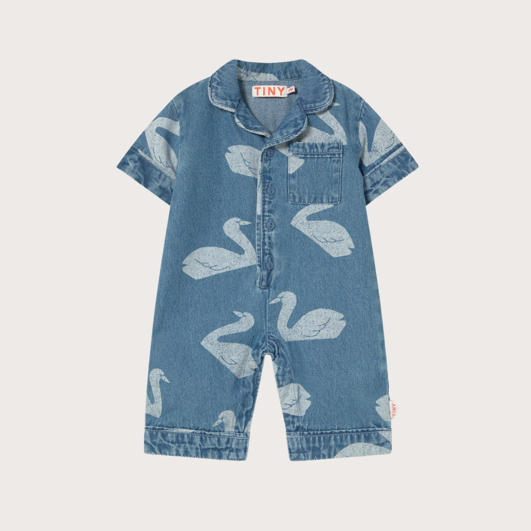 Tiny Cottons Denim big swan overalls