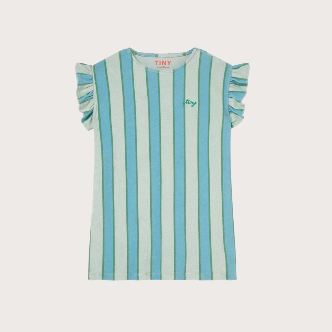 Tiny Cottons Blue retro stripes towelling dress