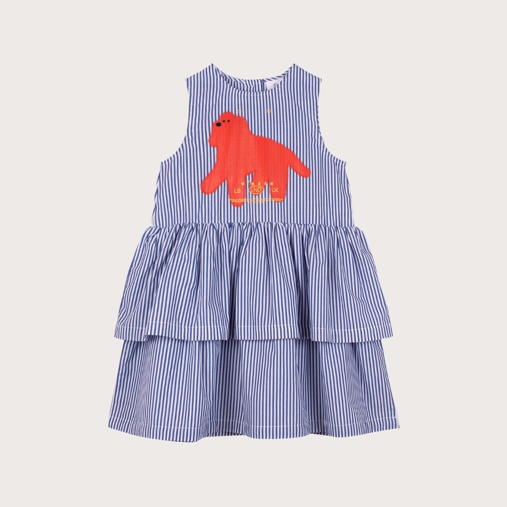 Wynken Blue stripe fancy bow dress