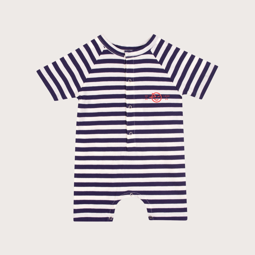 Wynken Navy stripe bubble onesie