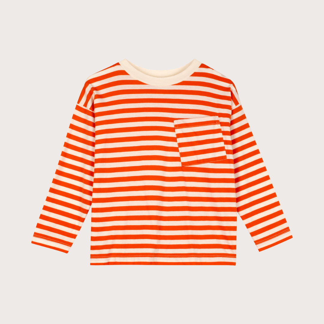 Wynken Red stripe pocket long sleeve t-shirt