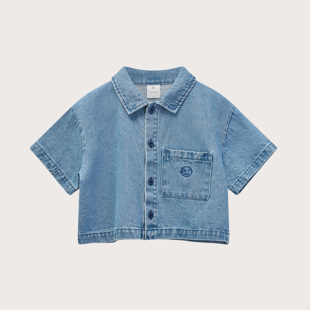 wynken Denim mid wash cropped day shirt